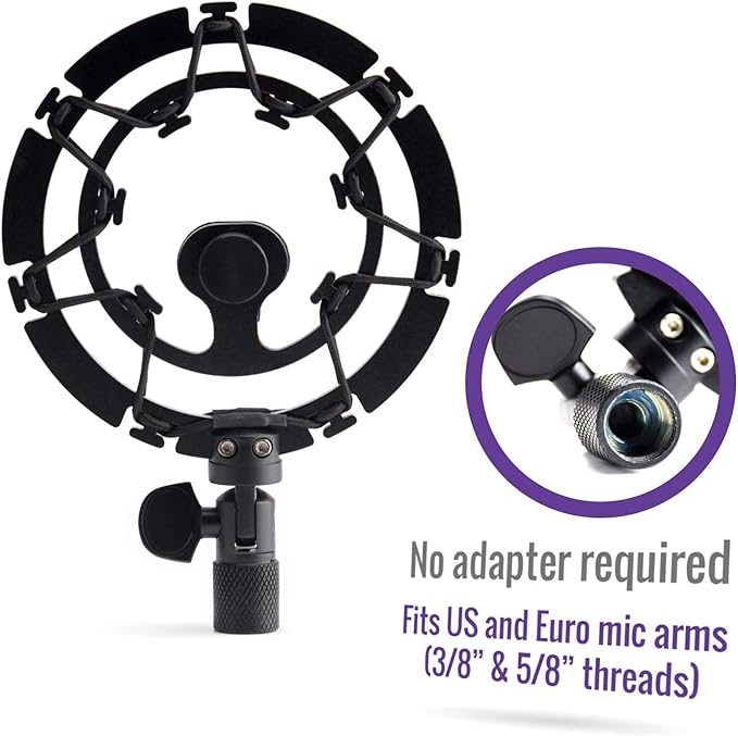 Shock Mount for Yeti X, Yeti Nano, Yeti Snowball, and Other mics with 5/8 Mount
