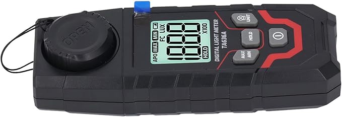 TA636A Digital Illuminance Meter Handheld Probe Luxmeter Lighting Intensity Brightness Light Tester 200000LX 20000FC 50 Sets 1‑60s Recording