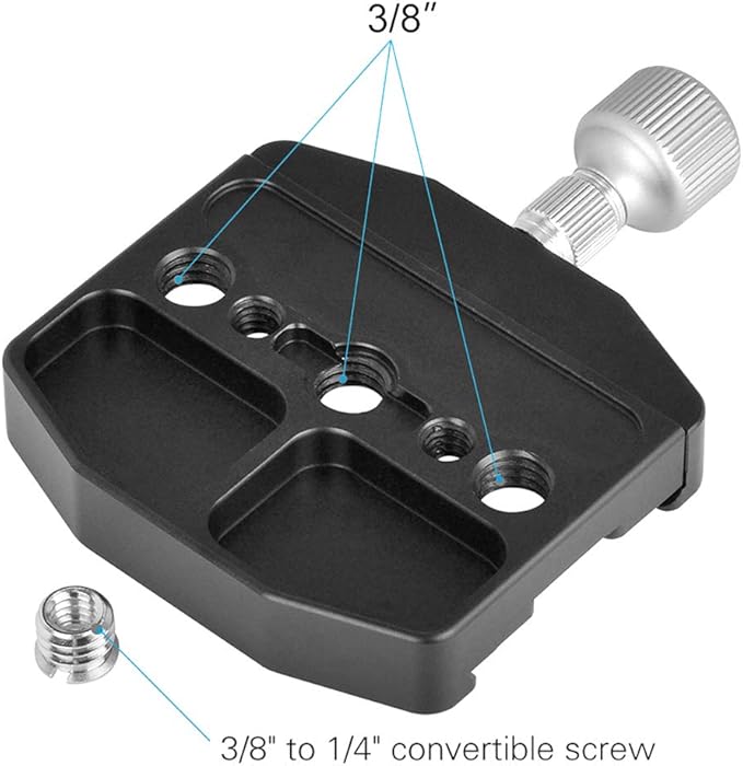70mm Aluminium Alloy Quick Release Plate Clamp, QR Plate Clamp with 1/4in 3/8in Screw Holes, Built in Gradienter for Arca Standard Tripod, Durable Metal Locking Knob for Camera Pho