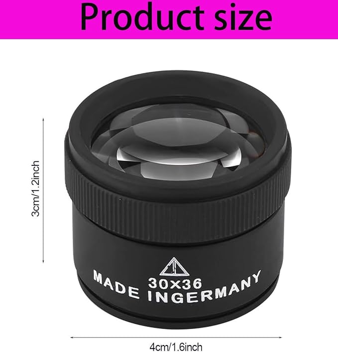 30X Portable Pocket Reading Magnifier Optics Loupes Mini Desk Magnifier Loop Microscope Magnifying Glass Lens for Jewelry, Diamonds, Gems, Coins, Engravings