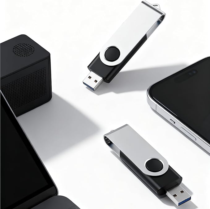 5 Pack 32GB USB Flash Drive with Type C Adapter and Storage Box USB 2.0 High Speed Metal Pen Drive 360° Rotatable Storage Memory Stick for Phone/Pad/PC/Laptop/Android - Black(5-Pack 32GB)