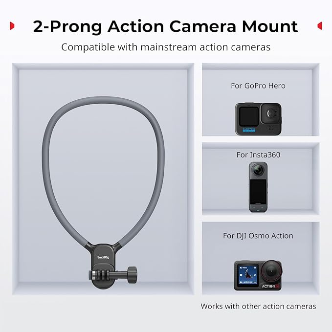 SMALLRIG Magnetic Neck Phone Holder with Chest Strap, Neck Mount for GoPro for DJI Action Camera, Hands Free Phone Holder for POV Recording, for iPhone 17/16/15/14/13/12, Metal Ring for Android - 5127