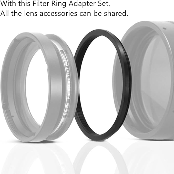 Filter Ring Adapter Set 18 Pieces, Camera Lens Filter Stepping Rings Kit, Lightweight and Durable Aluminum, 9 Pcs Step Up Rings Set and 9 Pcs Step Down Rings Set, Black