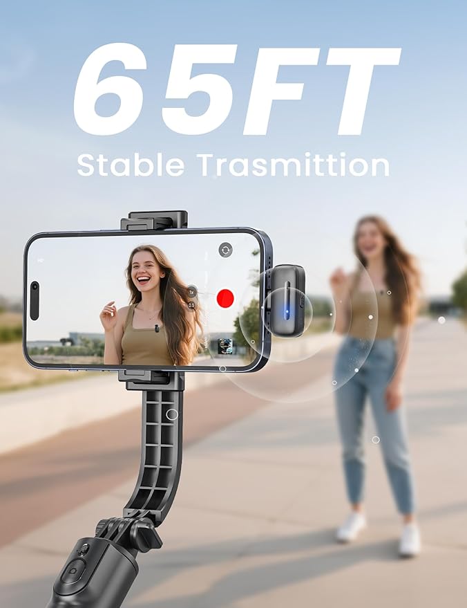 Wireless Mini Lavalier Microphone for iPhone & Android, Dual Clip-On Mics with 30H Charging Case, Intelligent Noise Cancellation, Tiny Portable Mic for Vlogging, TikTok, Live Stream, Teaching Meetings