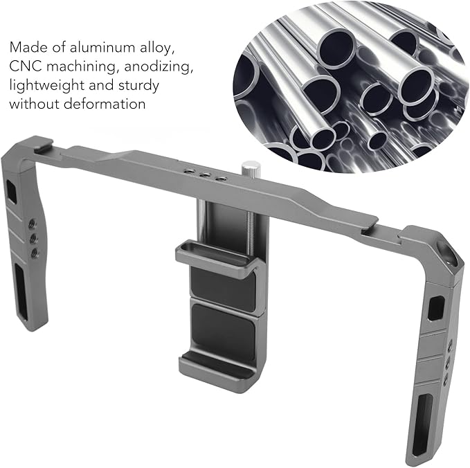 Smartphone Video Rig, Aluminium Alloy Filmmaking Vlogging Rig with Handles, Portable Handheld Phone Cage with Silicone Cushion, for Videomaker Film Maker Video Grapher