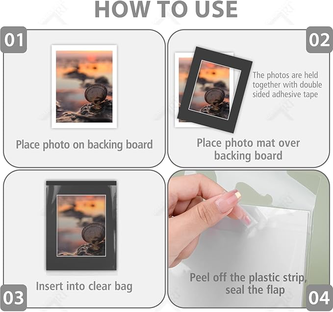 Golden State Art, Acid Free, Pack of 50, 11x14 Black Picture Mats Mattes with White Core Bevel Cut for 8x10 Photo + Backing + Bags
