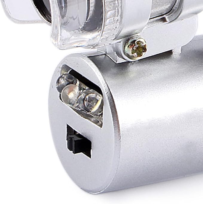 ZJchao Pocket Microscope, 2 Pcs Mini 60X Pocket Microscope Jewelry Magnifier Loupe Glass LED UV Light Mini Handheld Microscope LED Light Loupe Good for Jewelry Stamps and Antiques