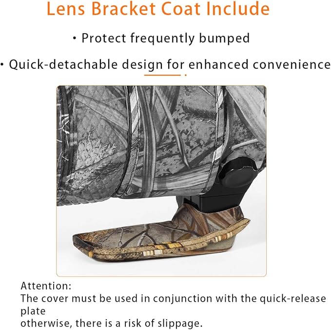 CHASING BIRDS Lens Camouflage Waterproof Coat for Nikon Z 180-600mm f/5.6-6.3 VR Rainproof Lens Protective Cover Version IV (Shadow Black Camouflage)