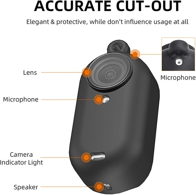 LICHIFIT Silicone Protective Case Set for Insta360 GO 3 Action Camera Housing Soft Shell Cover Skin + Lens Cap + Neck Strap Lanyard Accessories