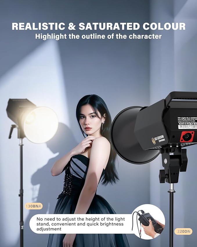 IFOOTAGE LED Video Light 130W SL1 130BNA Bi-Color COB Photography Lighting,2700-5600k Continuous Output Lighting,Portable Video Lighting for Video Recording,Studio,App Control,with Carry Bag