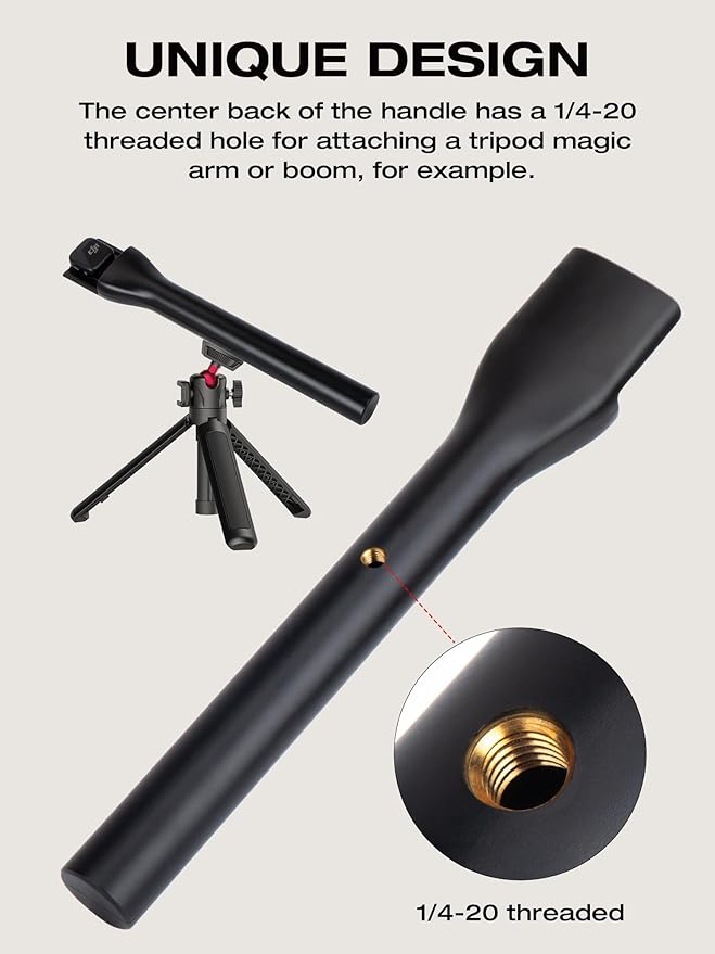 SUNMON Handheld Wireless Mic Stand for DJI Mic Mini with Pop Filter, Holder for Microphone, Interview Handheld Mount Adapter for DJI Mini (Handheld with 3 Pop Filter)