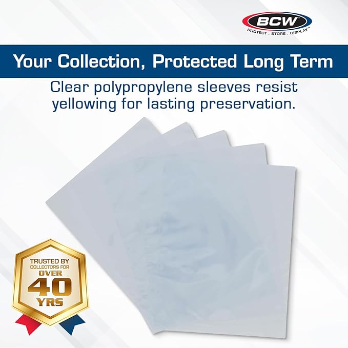 BCW Sheet Music Sleeves - Archival Quality, 100 Pack, 9 3/8x12 1/4 in
