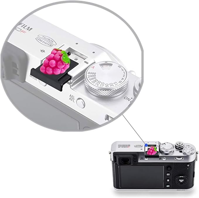 Camera Hot Shoe Cover, Cute Hot Shoe Cap, Hot Shoe Protector Compatible with Sony Fujifilm Fuji Canon Nikon Pentax Leical Panasonic (2pcs Grape Peach)