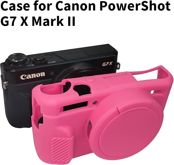 G7X Mark II Case, Protective Case for Canon Powershot G7X Mark II Digital Camera, Removable Lens Cover Silicone Sleeve Soft Camera Cover Rubber Protective Body Skin- Rose