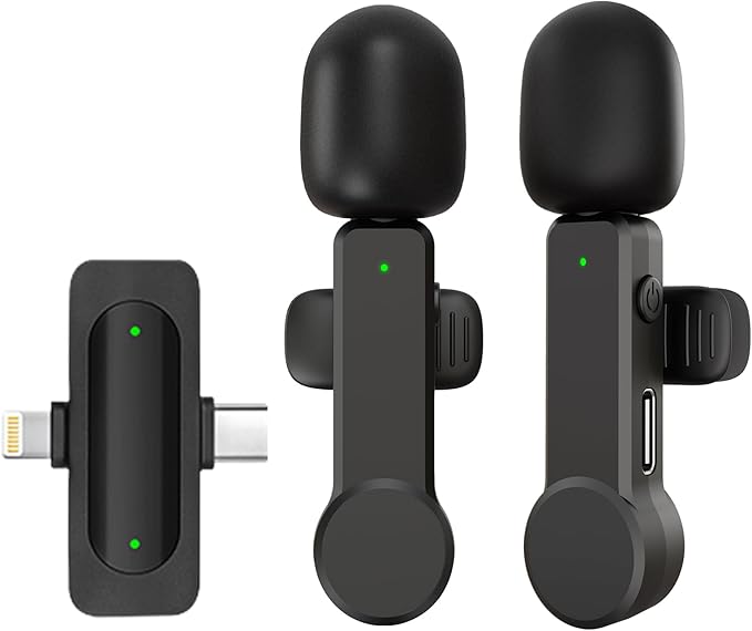 Wireless Lavalier Microphone for iPhone Android iPad - Noise Cancelling Mini Phone Microphone USB C, Cordless Lav Lapel Mic for Video Recording Vlogging YouTube TikTok Podcast