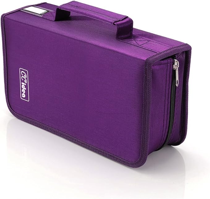 CCidea CD Case DVD Storage Holder, 128 Capacity DVD Cases Organizer CD Plastic Protective Carrying Binder,Portable Cd Wallet for Home Travel (Purple)