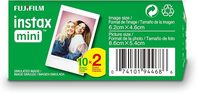 FUJIFILM Instax Mini Instant Film Twin Pack (White), 20 Photos