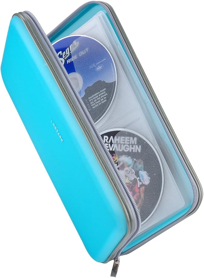 72 Capacity Heavy Duty CD DVD Blu-ray Media Case Storage Holder Organizer Wallet (Skyblue)