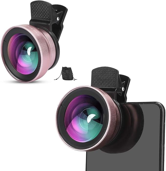 2 in 1 Phone Lens Professional, 0.45X Super Wide Angle and Macro Lens Clip On Cell Phone Lenses Compatible with Android Mobile Phones/Tablets/Camera
