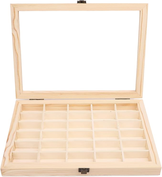 Wooden Film Cassette Display Case - 30 Slot 135 Film Storage Box, Minimalist Dust Proof Organizer for 35mm Camera Film - Solid Wood Photography Collectors Box (11.6x8.5x1.8in)