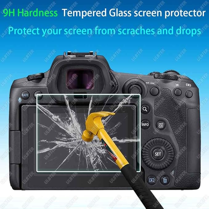 Screen Protector for Canon EOS R5 + Top Screen Protector [2+2Pack] 0.3mm High Definition 9H Hardness Canon EOSR5 Tempered Glass Screen Protector, Anti-Scrach Anti-Fingerprint