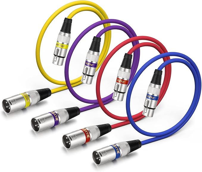 EBXYA 2FT XLR Cables 4 Pack - Balanced XLR Microphone Cable Male to Female Suitable for Audio Mixer, Speaker Systems, Radio Station
