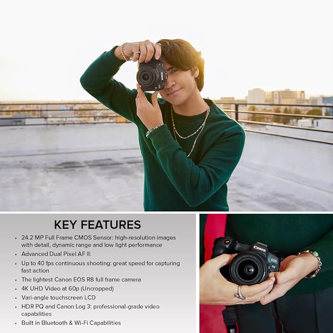 Canon EOS R8 Mirrorless Camera with RF 24-50mm f/4.5-6.3 is STM Lens