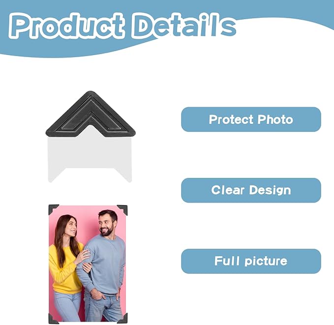240 Pcs Black Photo Corners, Self Adhesive Photo Corners for Scrapbooking, Photo Mounting Corners, Picture Corner for DIY Craft Photo Album Journal Diary, 10 Sheets