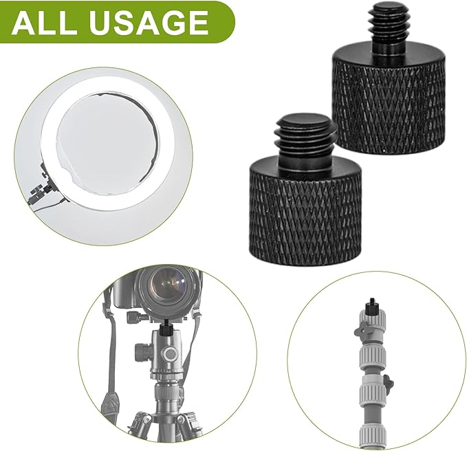 4pcs Mic Stand Adapter, 1/4 Male to 3/8 Female and 3/8 Male to 1/4 Female Tripod Screw Adapter Camera Screw Adapter for Microphone Stand Tripod Camera Mount