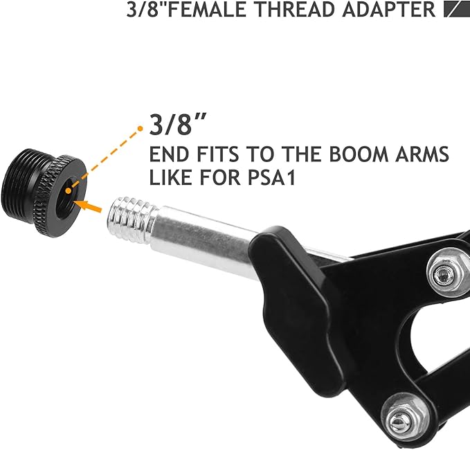 2 Pack Screw Thread Adapter, 5/8" Male to 3/8" Female Mic Screw for Blue Yeti/Blue Snowball/Yeti X Microphone Stand Mount (Black)