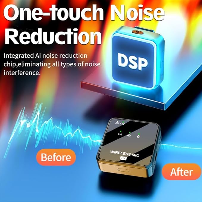 Dual Mini Wireless Microphone USB C & Lightning for iPhone, Android Phone,Laptop,Noise Canceling Tiny Lavalier Microphone for Video Recording,TikTok,Plug-Play Lav Clip Mic.(10-Hr Battery Life)