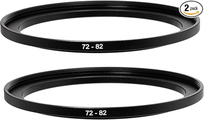 (2 Pcs) 72-82MM Step-Up Ring Adapter, 72mm to 82mm Step Up Filter Ring, 72mm Male 82mm Female Stepping Up Ring for DSLR Camera Lens and ND UV CPL Infrared Filters