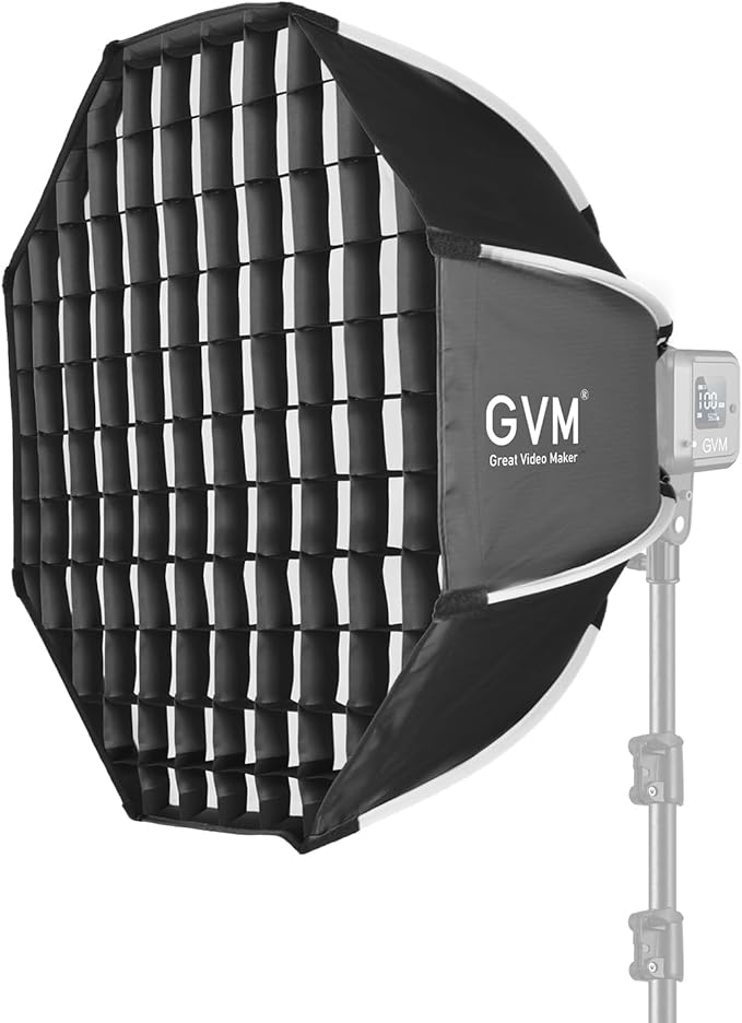 GVM 25.6inch/65cm Octagonal Softbox, Quick Release Bowens Mount Softbox with Diffusers/Honeycomb Grid/Carrying Bag, Light Dome Compatible with LED Video Light/Spotlight/Flash for Photography Studio