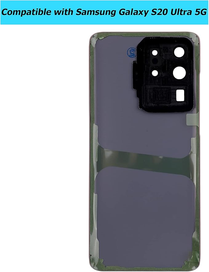 Replacement Battery Door Cover Back Cover Kompatibel for Samsung Galaxy S20 Ultra 5G SM-G988B SM-G988N SM-G988U SM-G988W Cosmic White Akkudeckel with Camera Lens and Waterproof Glue