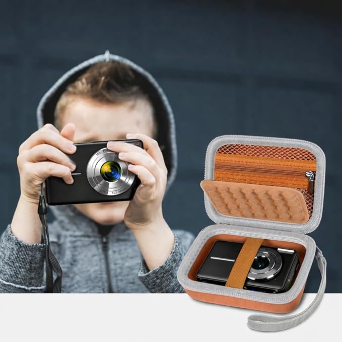 Digital Camera Case for CAMKORY/for Kodak Pixpro/for VAHOIALD/for Sony DSCW800 830/ for Canon PowerShot 180 190. Kids Vlogging Cameras Storage Holder for Accessories (Box Only)-Brown