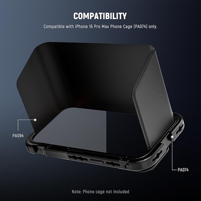 NEEWER Sun Shade Compatible with iPhone 16 Pro Max Phone Cage (PA074) Only, Quick Release Magnetic Sun Hood Anti Glare Reflection Visor for Outdoor Vlogging Mobile Photography, PA094