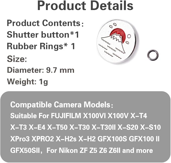Camera Hot Shoe Cover/Shutter Button, Soft Release Button,Suitable for FUJIFILM XT5 XT4 XT3 XT30 XT20 X100V X100F XT100 X-E3 X-PRO2 X-PRO3 (Mountains and sea-Shutter Button)