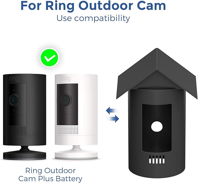 Silicone Skin for Ring Stick Up Cam Battery & Plug-in (3rd Gen) – Weatherproof Outdoor Camera Cover Case, UV & Heat Resistant Accessories with Anti-Glare Sun Hood – Black