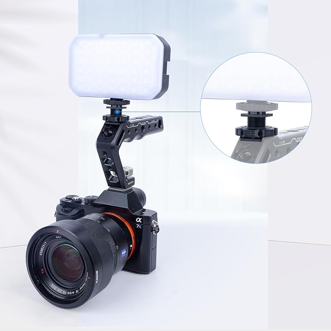 Cold Shoe Adapter with Dual 1/4 & 3/8 Screw Mount – Aluminum Alloy Camera Mount for Tripod, Microphone, LED Light, DSLR – Anti-Scratch Quick Release (62049)