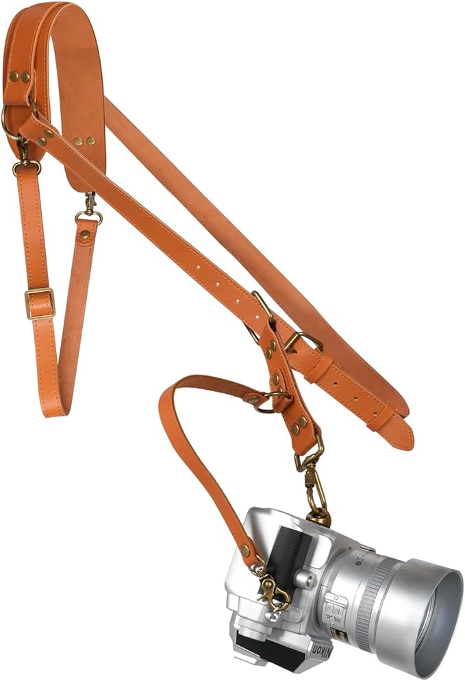 Leather Camera Harness for 1 Camera,Single Camera Strap for Photographers,Camera Shoulder Strap Quick Release DSLR