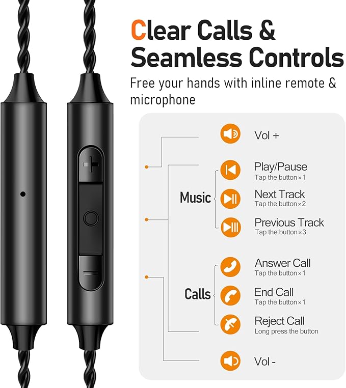 Vibes 202 Wired Earbuds - HiFi in Ear Monitor Headphones – Professional Noise Isolating Ear Buds - Clear Sound, Deep Bass & Comfort-Fit IEM Earphones - MMCX to 3.5mm, Silver Plated Cord, Carrying Case