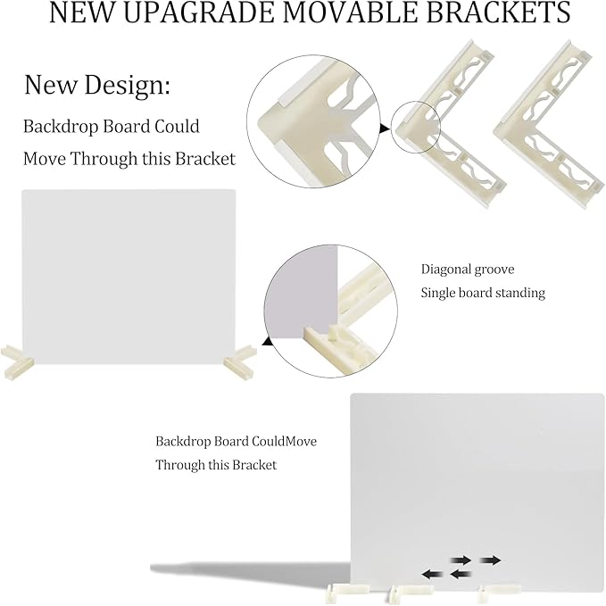 3 PCS Board Photo Backdrop, 15.8x11.8 Inch Waterproof Photography Backdrop Boards with 3 PCS Bracket for Flat Lay, Product Photography Background (White 3)