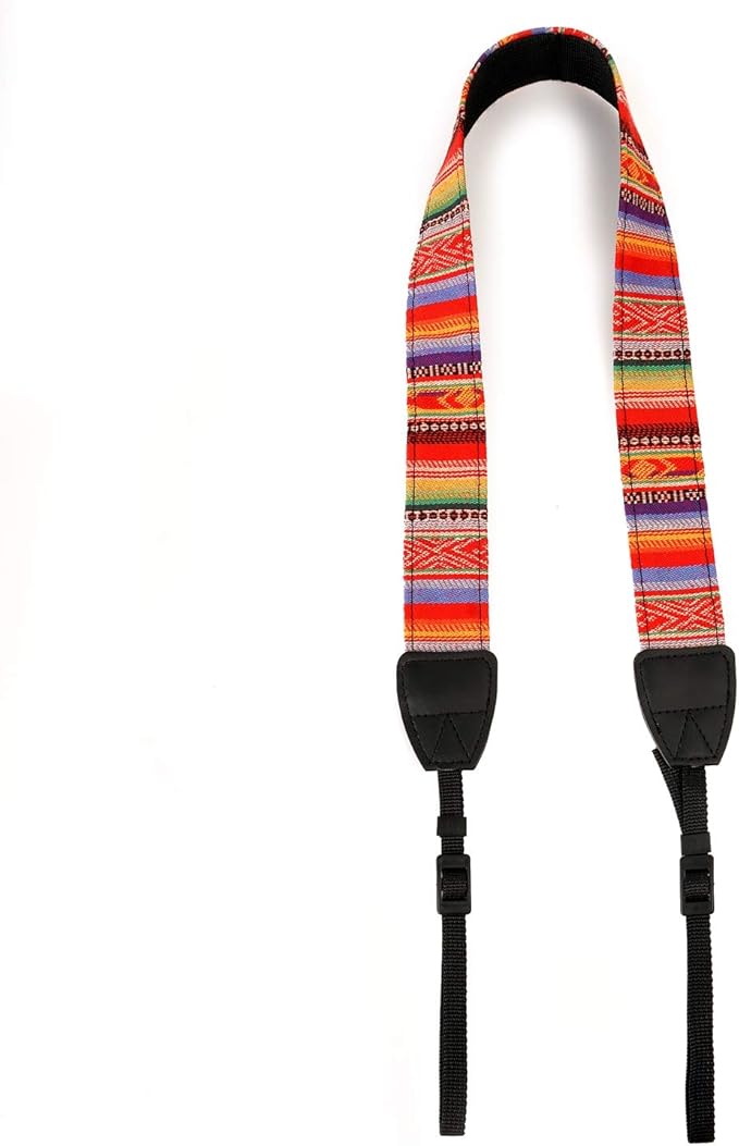 WANBY Camera Strap Canvas Rainbow Neck Shoulder Strap with Quick Release Buckles for DSLR SLR