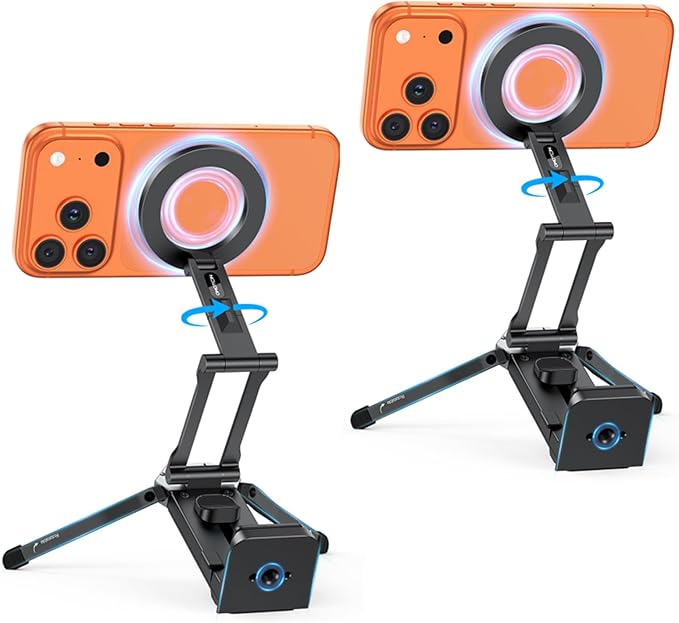 OMOTON [2 Pack-TP02 Pro] 360°Rotating for MagSafe Tripod with 1/4" Screw Arca, Adjustable Magnetic Phone Tripod for iPhone 17/16/15 Pro Max Air, Fold Selfie Stick Fits Vlog, Gym, Travel Essentials