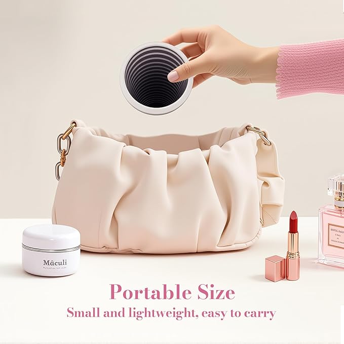 Infinity Travel Lighted Makeup Mirror, Abyss LED Compact Pocket Mirror with Light for Purse, Mini Small Light Up Mirror with 3 Color Lightling, Rechargeable, Handheld,Portable, Folding Pink