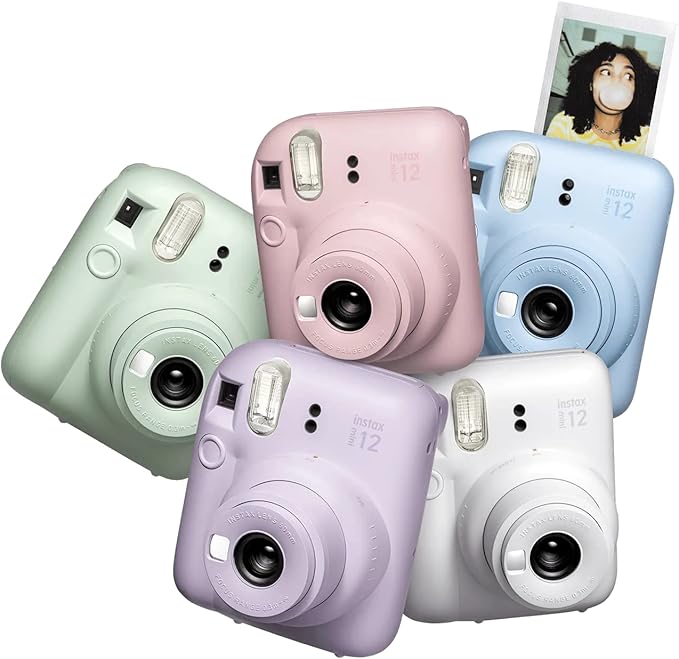 Fujifilm Instax Mini 12 Instant Camera Clay White + Fuji Film Value Pack (40 Sheets) + Shutter Accessories Bundle, Incl. Compatible Carrying Case, Quicksand Beads Photo Album 64 Pockets