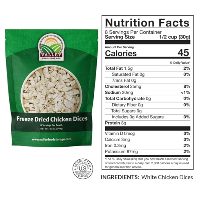 85 Serving Premium Protein Bucket | Freeze Dried Meat & Dairy Contains 1,052g Protein | Non-GMO Emergency Food Supply 25 Year Shelf Life | Long Term Prepared Foods Survival Kits by Valley Food Storage