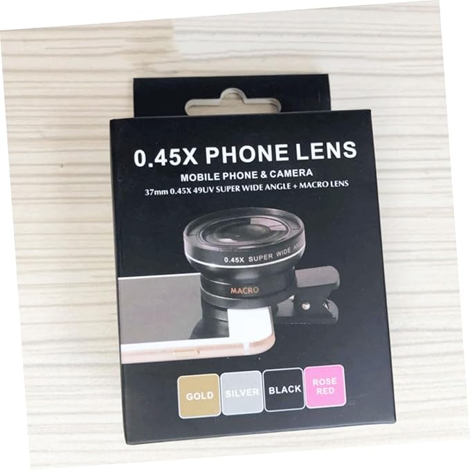 Universal Phone Lens Clip 0.45X Wide Angle and Macro Two-in-One Mobile Phone Camera Lens with 49Mm Uv Filter for Clearer Smartphone Photos