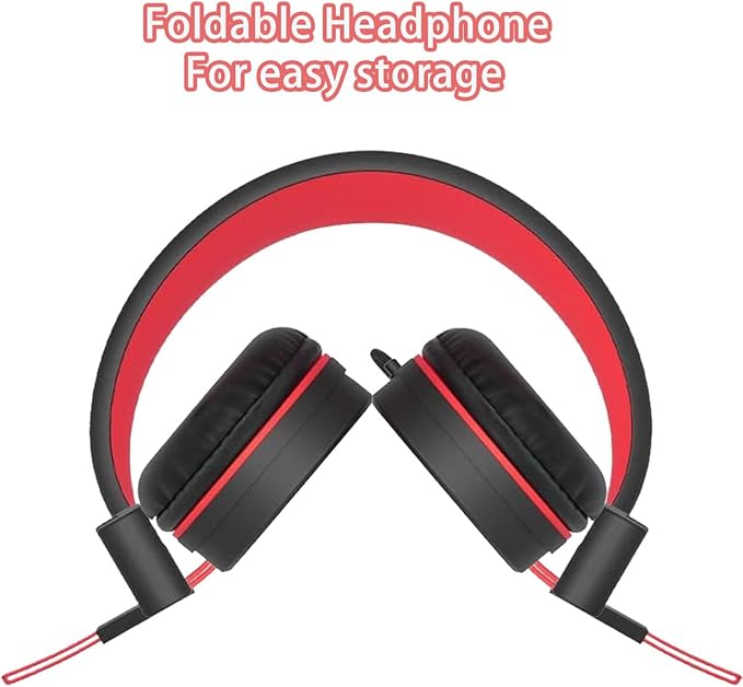Kids Headphones with LED Lights for School, Upgrade USB Type C Kid Headphone with Microphone, Volume Limiter 85/94dB, Wired On Ear Headphones for Boys/Girls/Tablet/Travel -Black