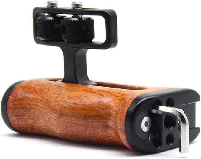 Adjustable Left/Right Camera Cage Handle, Wooden Side Handle Handgrip for EOS RP/A7ii/A7iii/EOS R50/EOS R100/A6700/Z6 ii/Z6 iii/Z7 ii /A7M4/ZV-E10/ZV-E10 ii Cam Cage